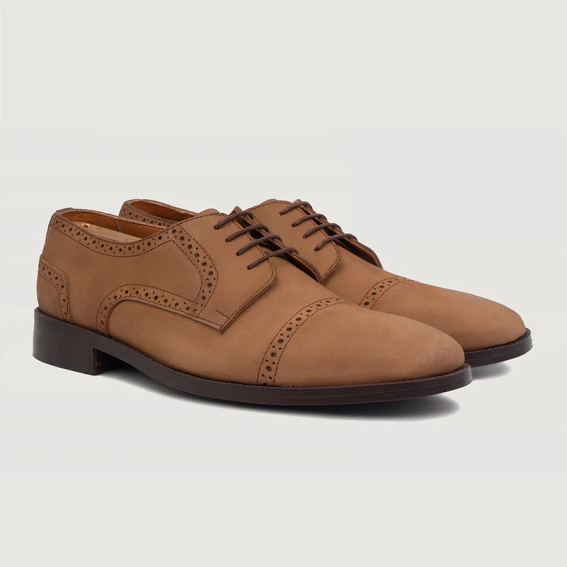 Dirk Brogues Derby ყავისფერი Nubuck Leather Shoes მამაკაცის