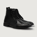 Duster Brogues Derby შავი ტყავის ჩექმები მამაკაცის