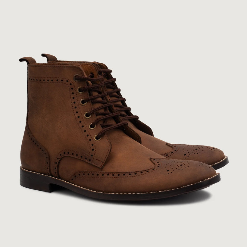 Duster Brogues Derby Oil Pull-up ყავისფერი Leather Boots მამაკაცის