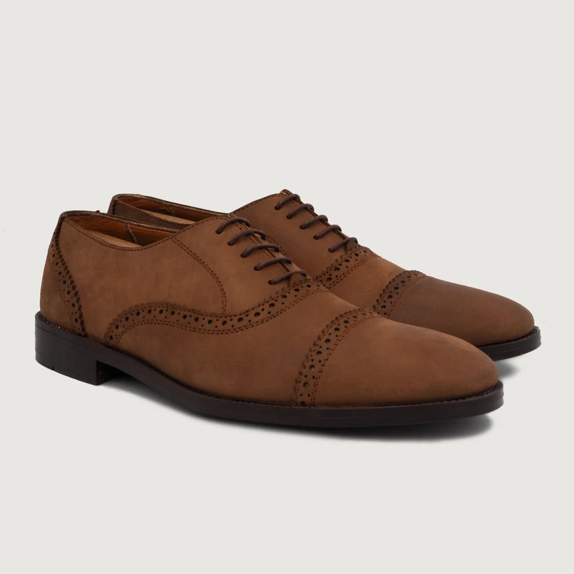 Greyson Brogues Oxford Oil Pull-up ყავისფერი Leather Shoes მამაკაცის