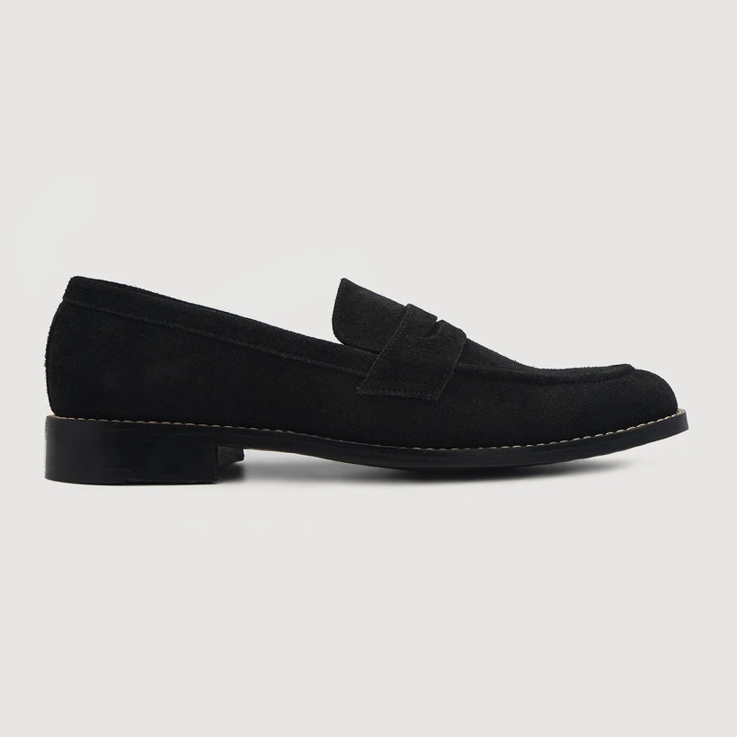 Baxton შავი Suede Leather Loafers მამაკაცის