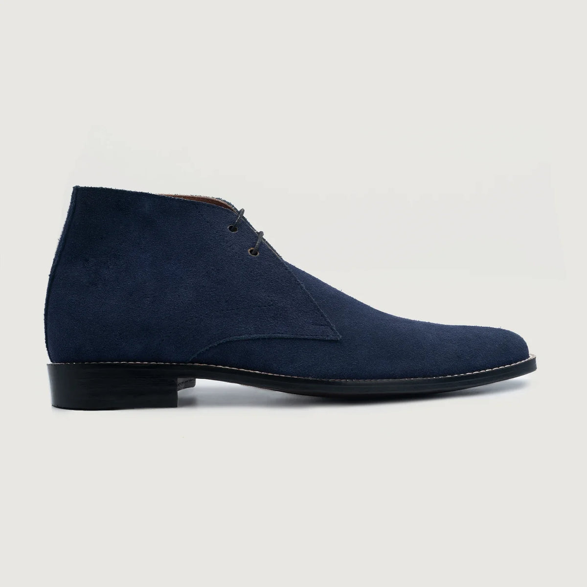 Midnight Blue Goatskin Suede Leather Boots - Goodyear welt კონსტრუქცია და წინა ცხვირის დეტალი