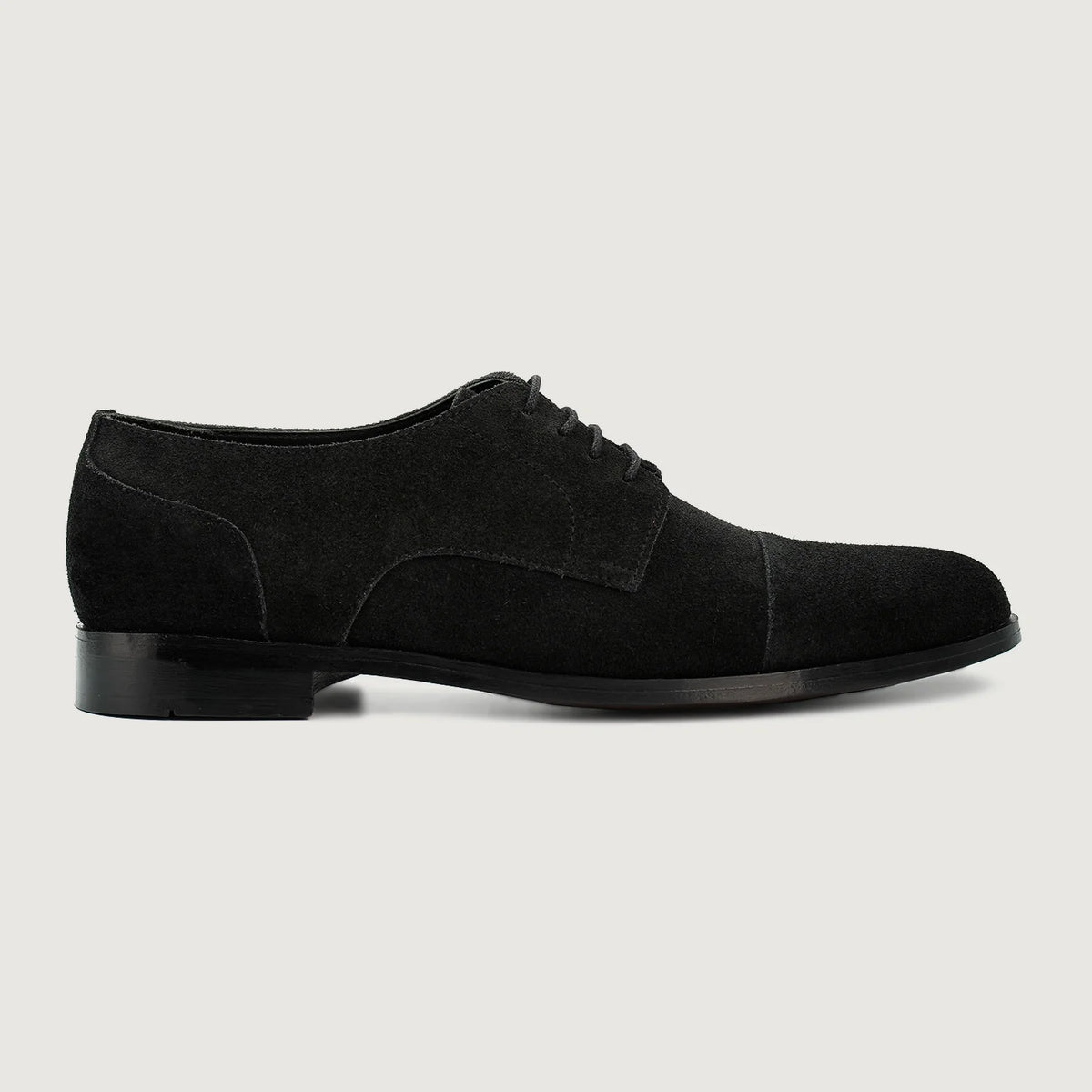 Black Goatskin Suede Leather Shoes - Goodyear welt კონსტრუქცია და წინა ცხვირის დეტალი
