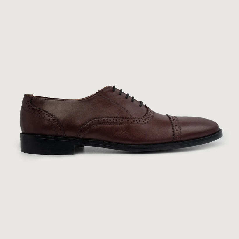 Greyson Brogues Oxford Maroon Leather Shoes მამაკაცის