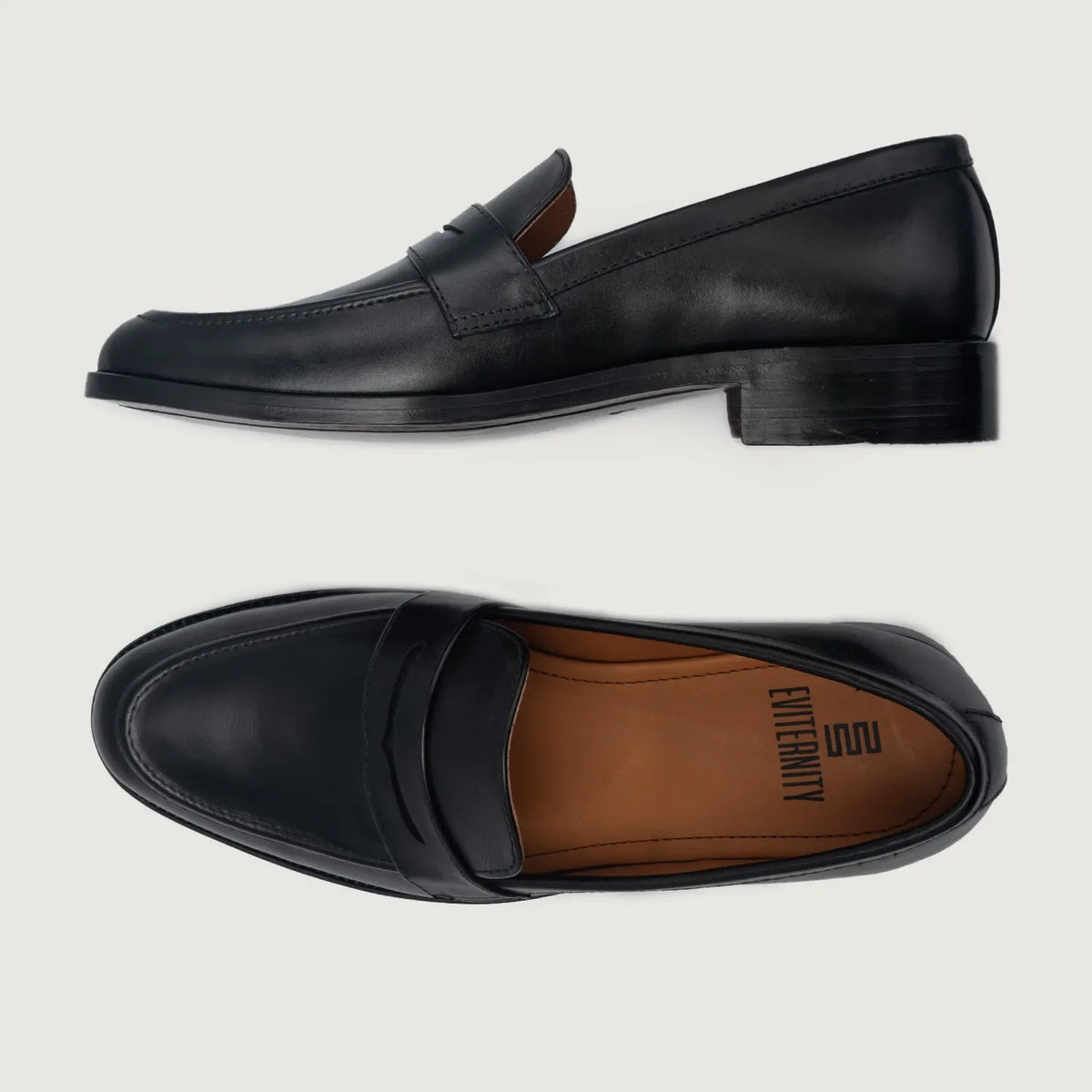 Baxton შავი ტყავის ლოფერები მამაკაცის For Men - გაძლიერებული ქუსლი და ზუსტი ორმაგი ნაკერი