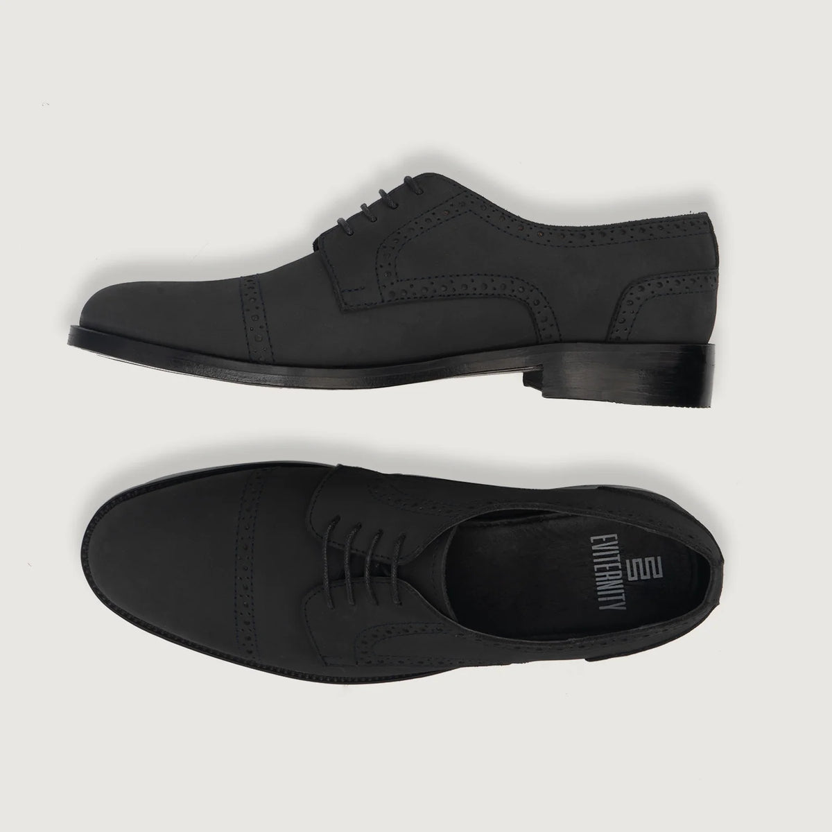 Dirk Brogues Derby შავი Nubuck ტყავის ფეხსაცმელი მამაკაცის For Men - გაძლიერებული ქუსლი და ზუსტი ორმაგი ნაკერი