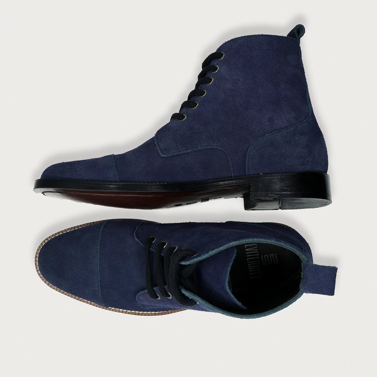 Knight Derby Midnight ლურჯი Suede ტყავის ჩექმები მამაკაცის For Men - გაძლიერებული ქუსლი და ზუსტი ორმაგი ნაკერი