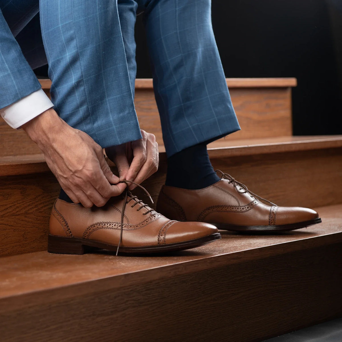 Orlaven Greyson Brogues Oxford ტანი ტყავის ფეხსაცმელი მამაკაცის footwear image 9