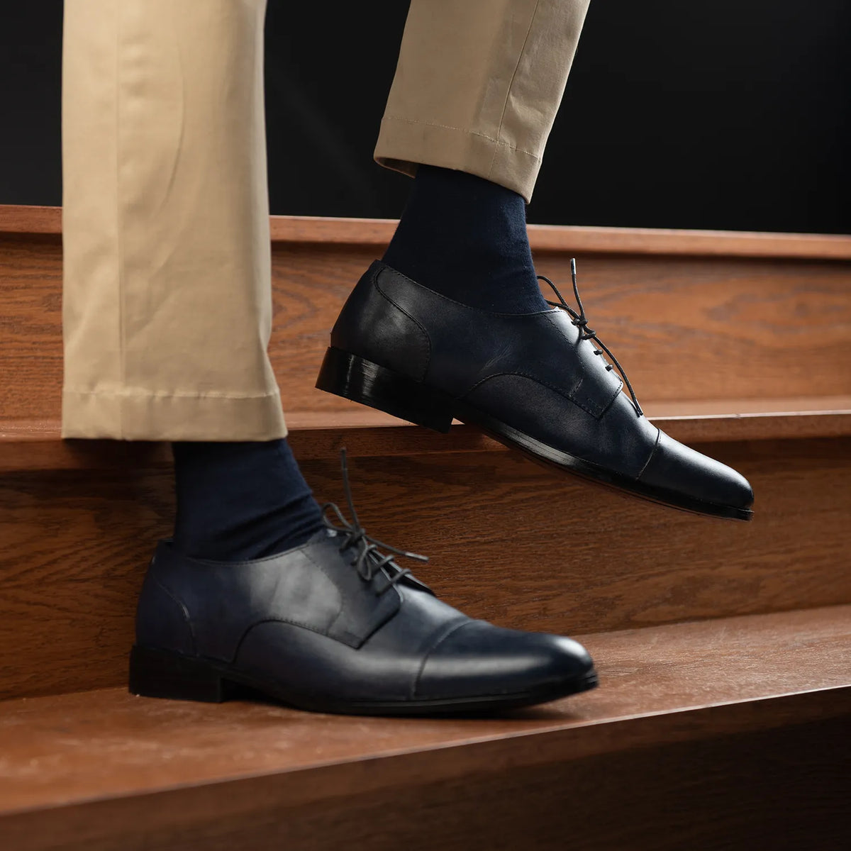 Orlaven Attorney Derby Midnight ლურჯი ტყავის ფეხსაცმელი მამაკაცის footwear image 9