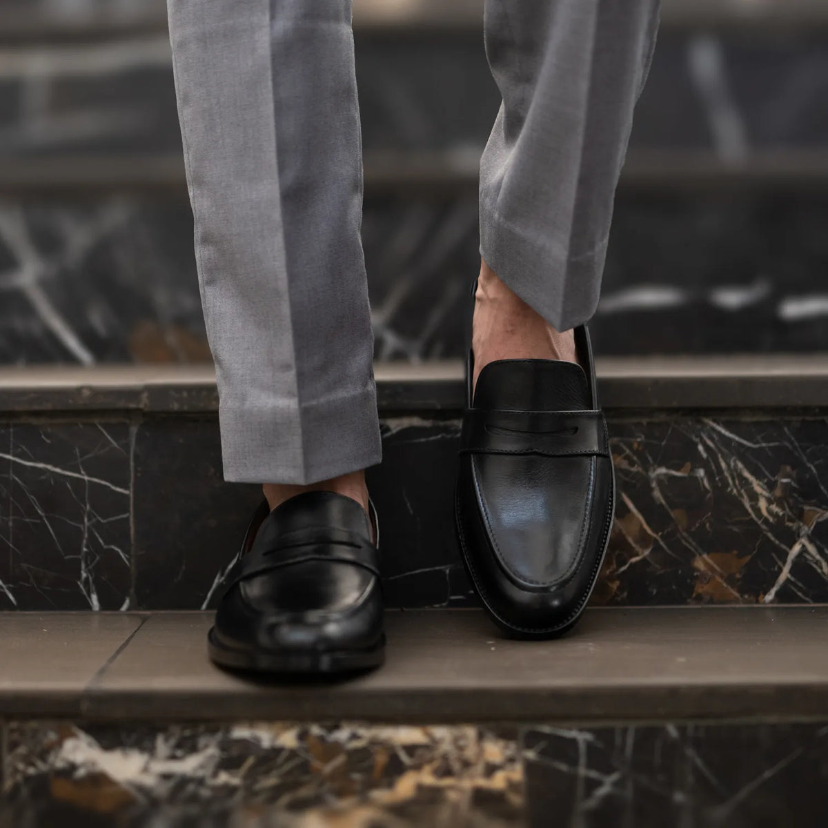 Orlaven Baxton შავი ტყავის ლოფერები მამაკაცის footwear image 9