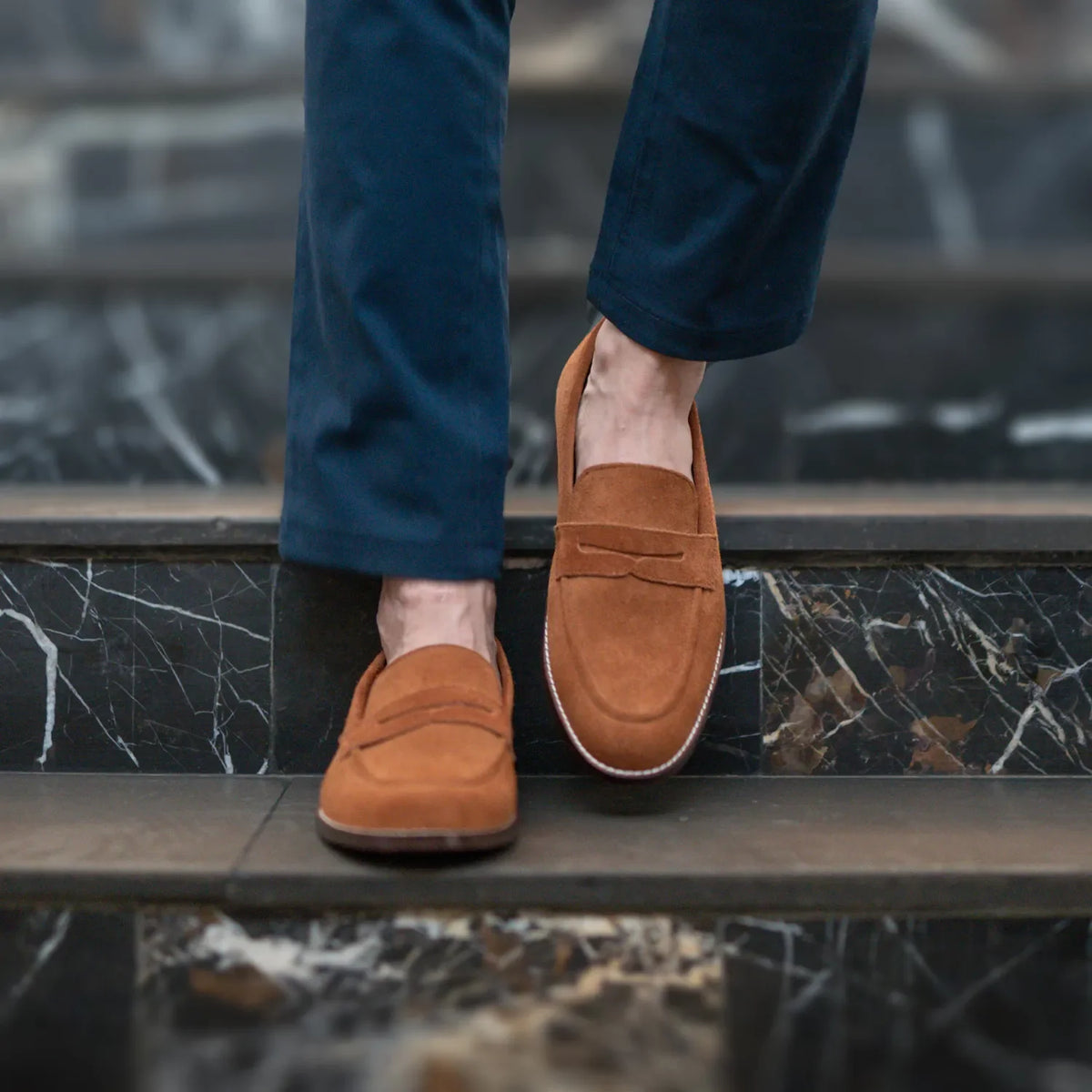 Orlaven Baxton ყავისფერი Suede ტყავის ლოფერები მამაკაცის footwear image 9