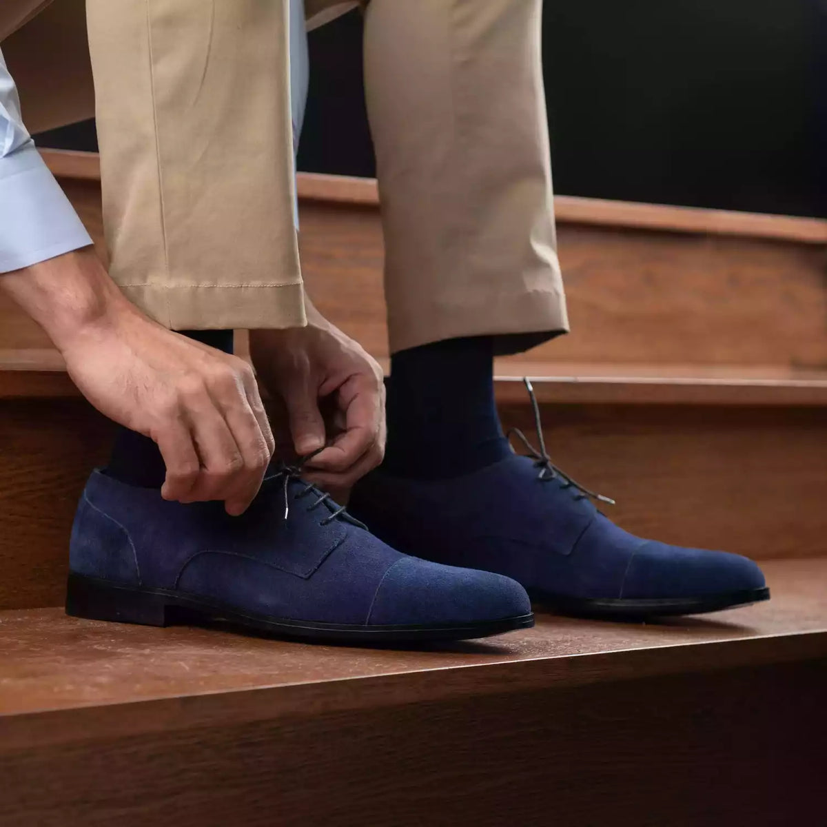 Orlaven Attorney Derby Midnight ლურჯი Suede ტყავის ფეხსაცმელი მამაკაცის footwear image 10