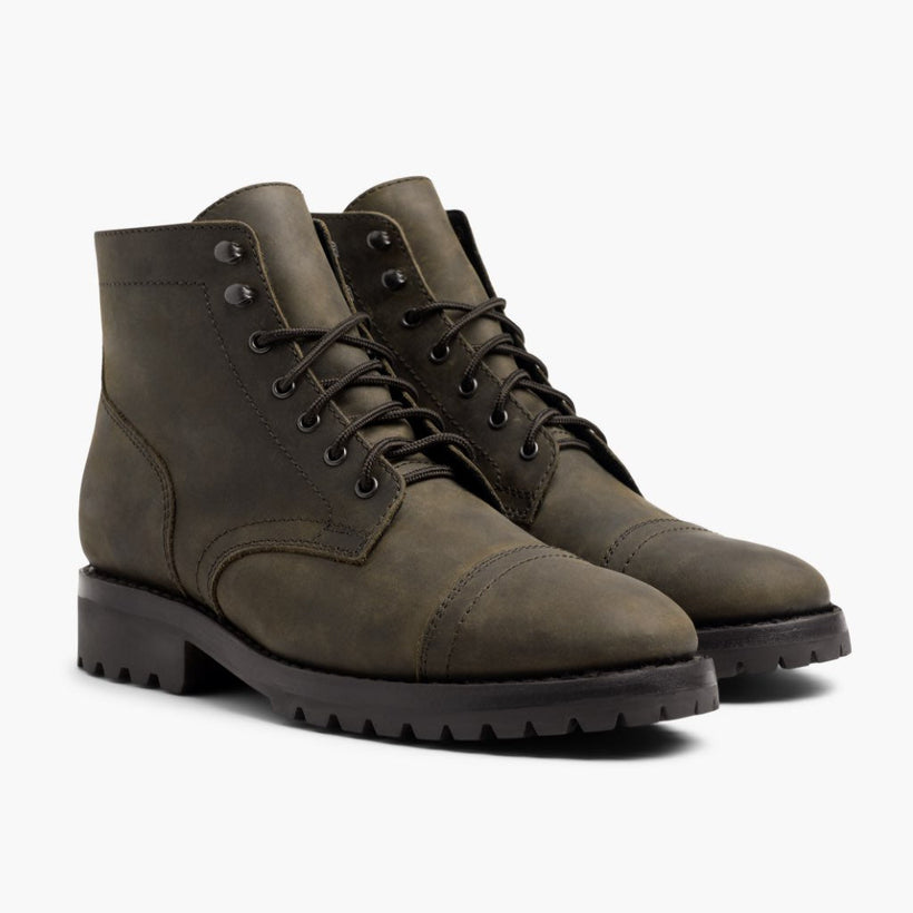 Captain StormKing® Dark Olive Matte ტყავის ჩექმები მამაკაცის