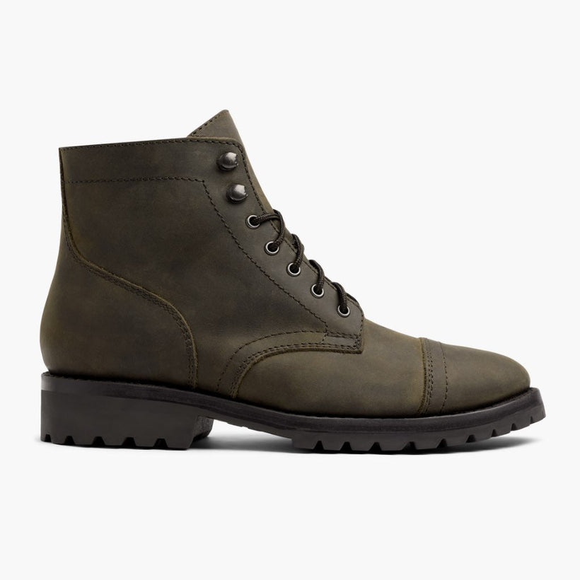 Captain StormKing® Dark Olive Matte ტყავის ჩექმები მამაკაცის