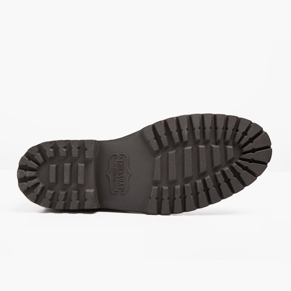 High-Traction Rubber Outsole & Lug Tread Pattern on Captain StormKing® Tobacco ტყავის ჩექმები მამაკაცის