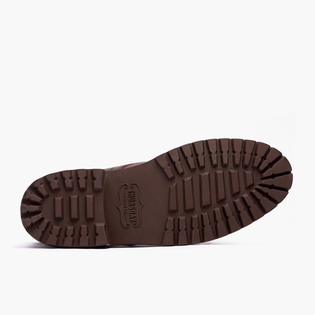 High-Traction Rubber Outsole & Lug Tread Pattern on Captain StormKing® Whiskey ტყავის ჩექმები მამაკაცის