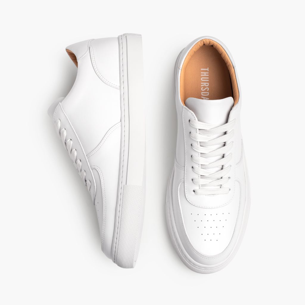 Court White ტყავის კედები მამაკაცის - გაძლიერებული ქუსლი და ზუსტი ორმაგი ნაკერი