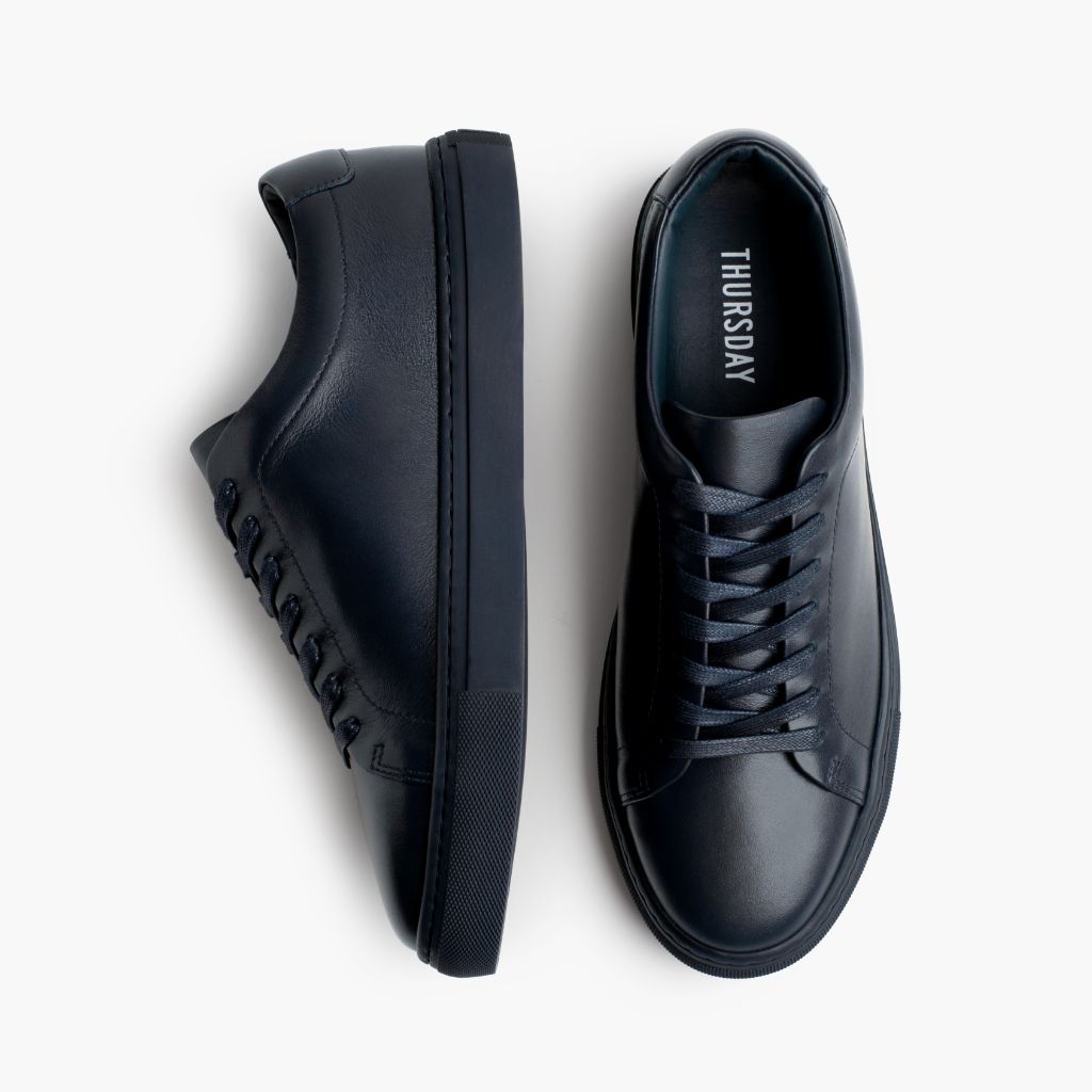 Encore Navy Leather Sneakers - გაძლიერებული ქუსლი და ზუსტი ორმაგი ნაკერი