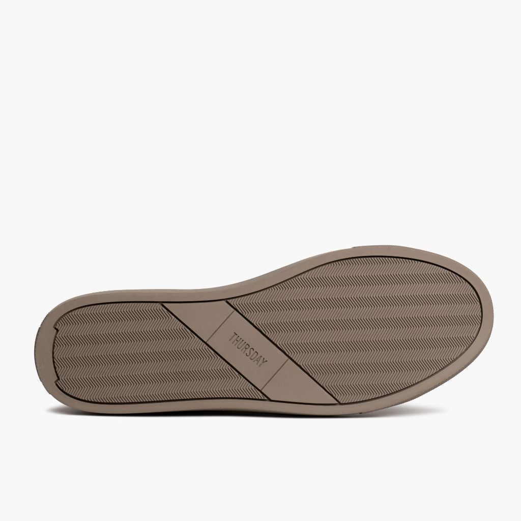 High-Traction Rubber Outsole & Lug Tread Pattern on Encore Taupe ტყავის კედები მამაკაცის