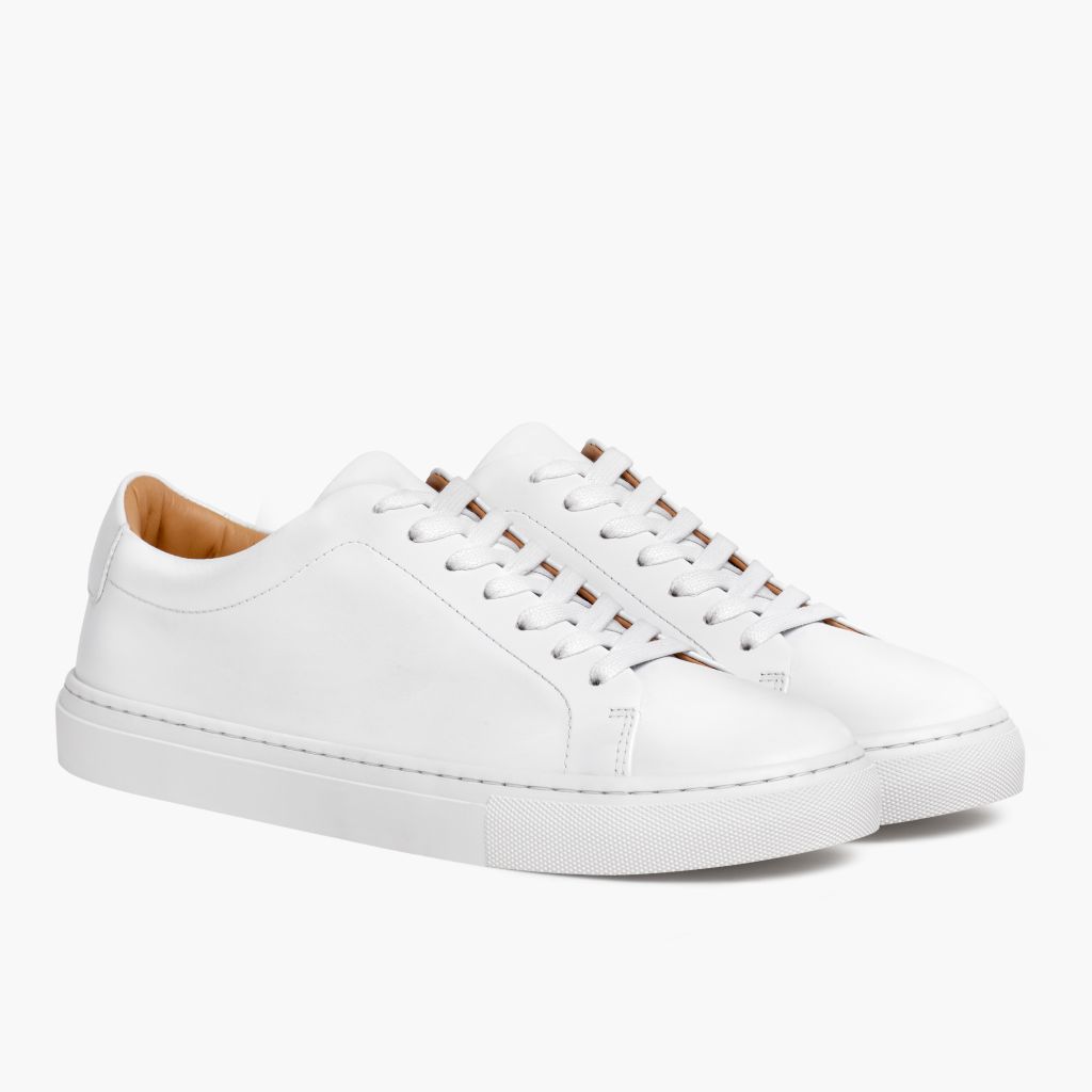 Encore White Leather Sneakers in White Full-Grain Leather - გვერდითი ხედი | შეიძინეთ ონლაინ