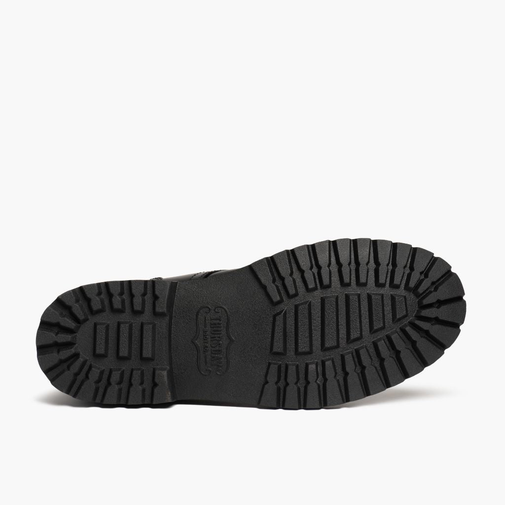 High-Traction Rubber Outsole & Lug Tread Pattern on Hero შავი ტყავის ჩექმები მამაკაცის