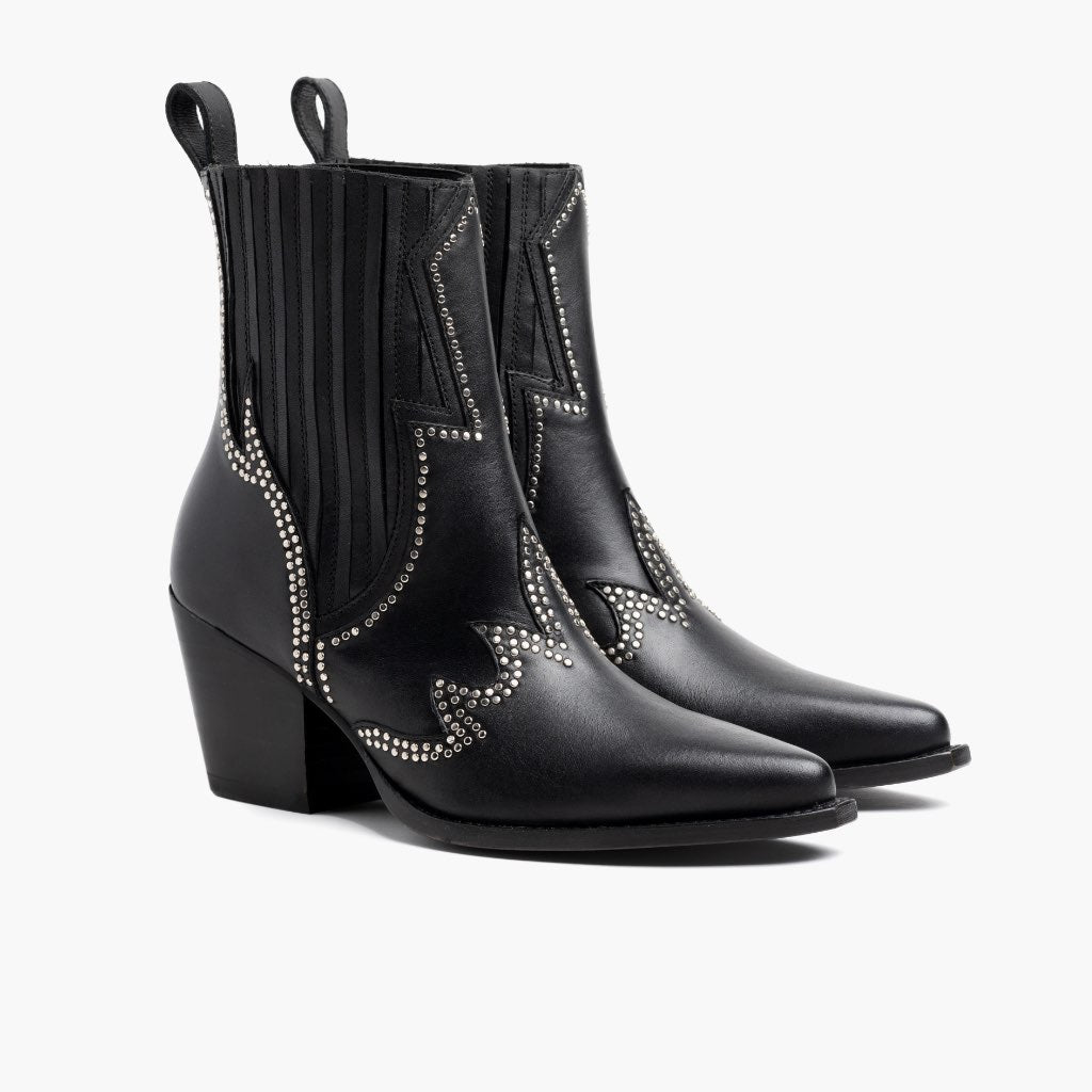 Black Full-Grain leather Boots - Goodyear welt კონსტრუქცია და წინა ცხვირის დეტალი