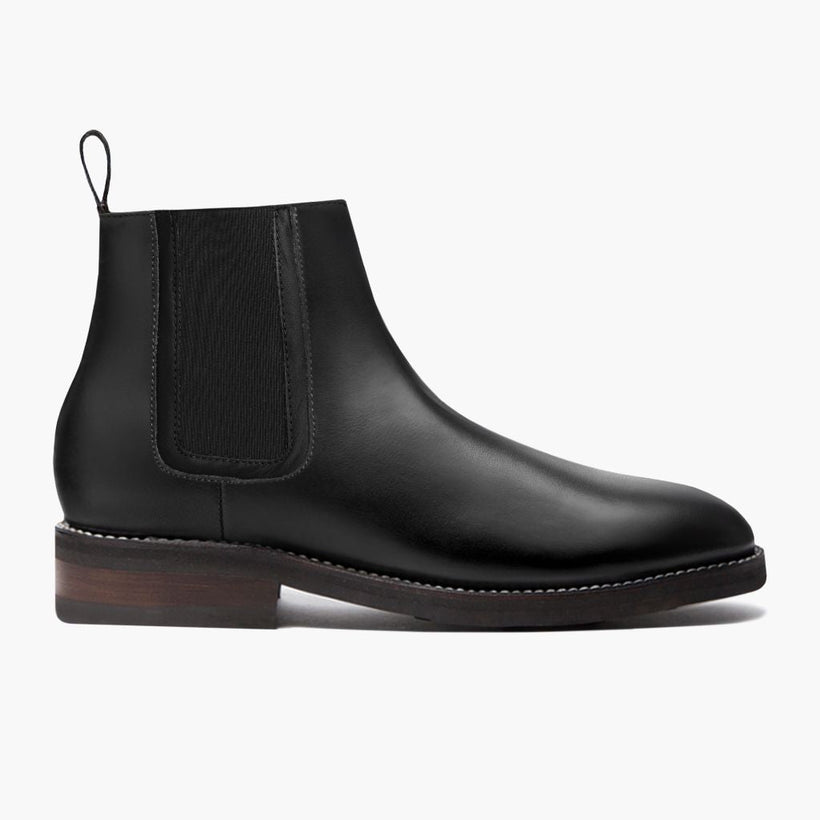 Duke შავი Leather Boots მამაკაცის