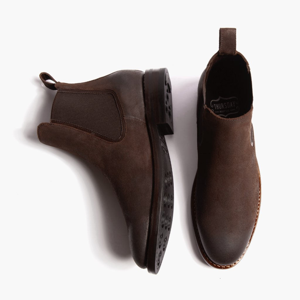 Duke Chocolate Suede ტყავის ჩექმები მამაკაცის - გაძლიერებული ქუსლი და ზუსტი ორმაგი ნაკერი