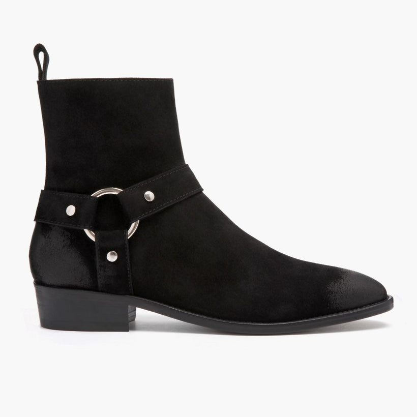 Harness შავი Suede ტყავის ჩექმები მამაკაცის