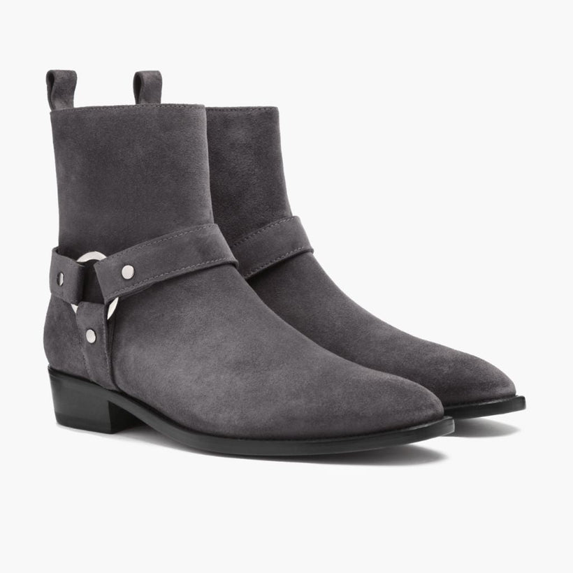 Harness Grey Suede ტყავის ჩექმები მამაკაცის