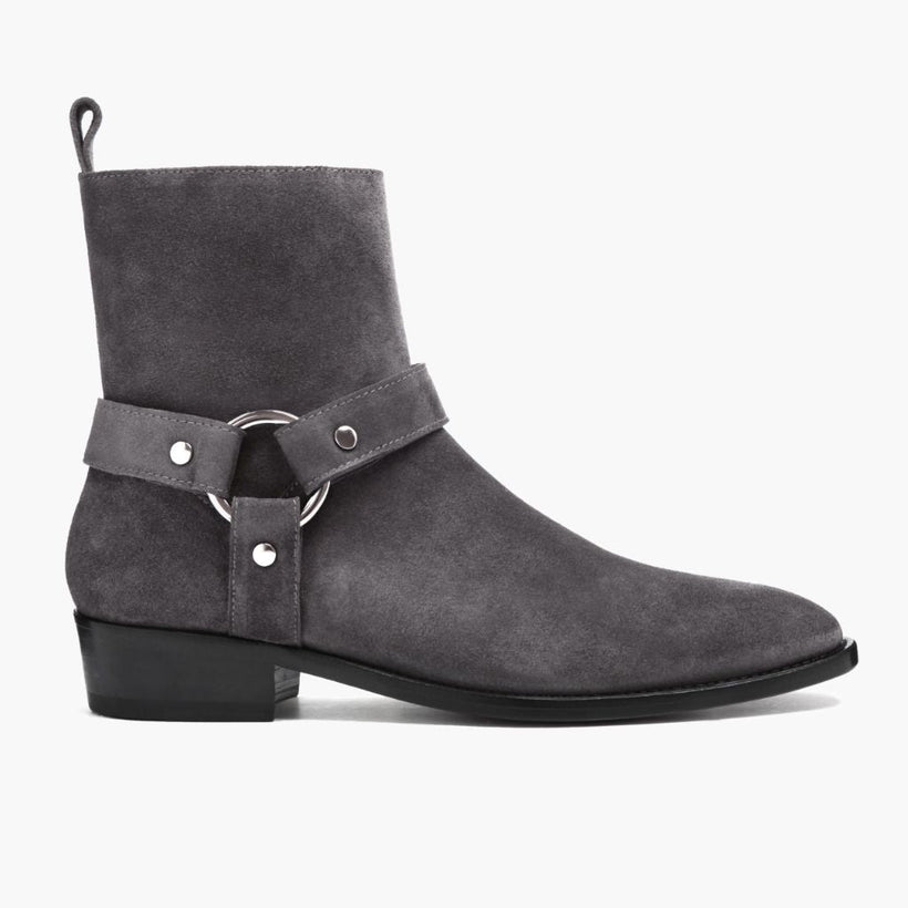 Harness Grey Suede ტყავის ჩექმები მამაკაცის