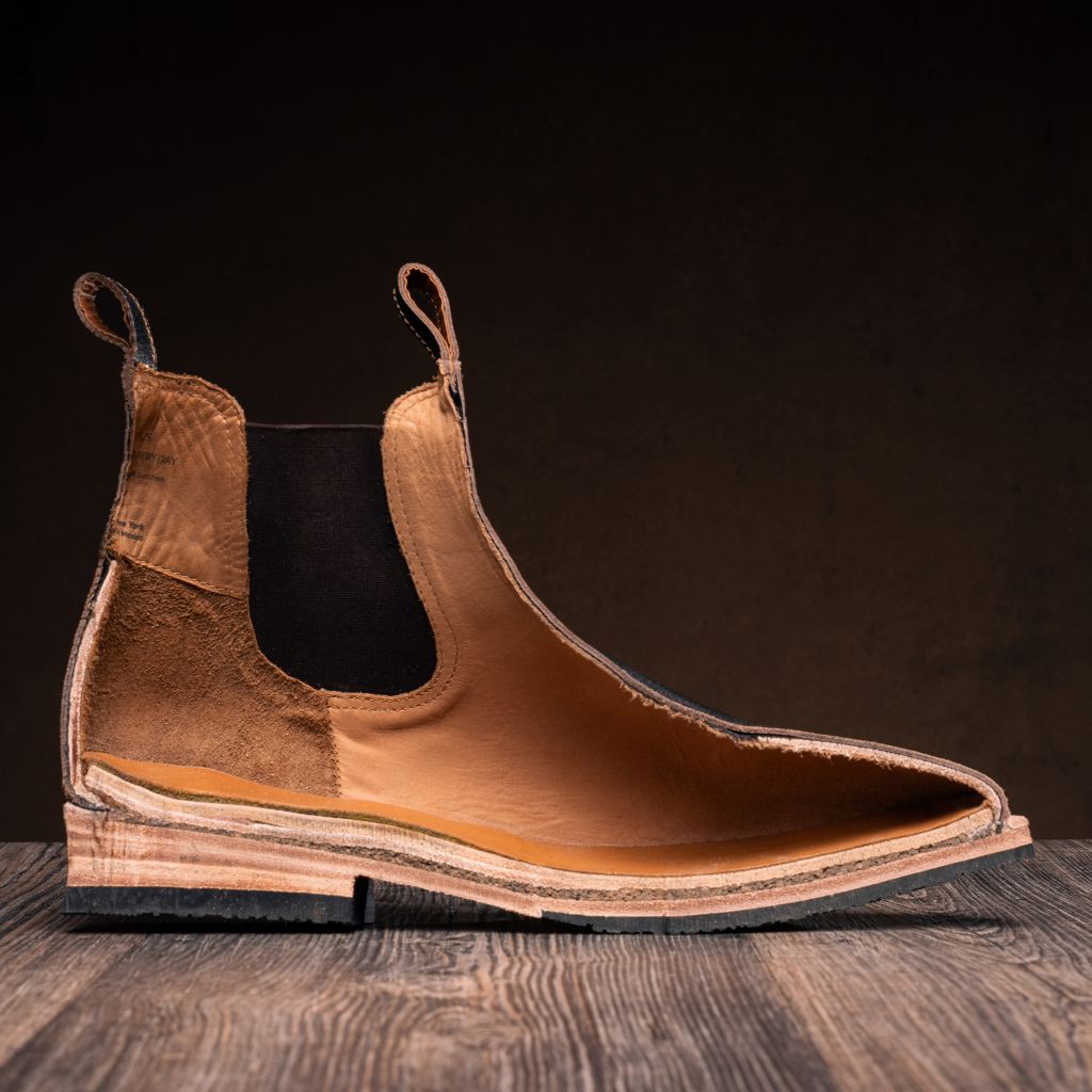 High-Traction Rubber Outsole & Lug Tread Pattern on Journeyman Snuff Reverse ტყავის ჩექმები მამაკაცის