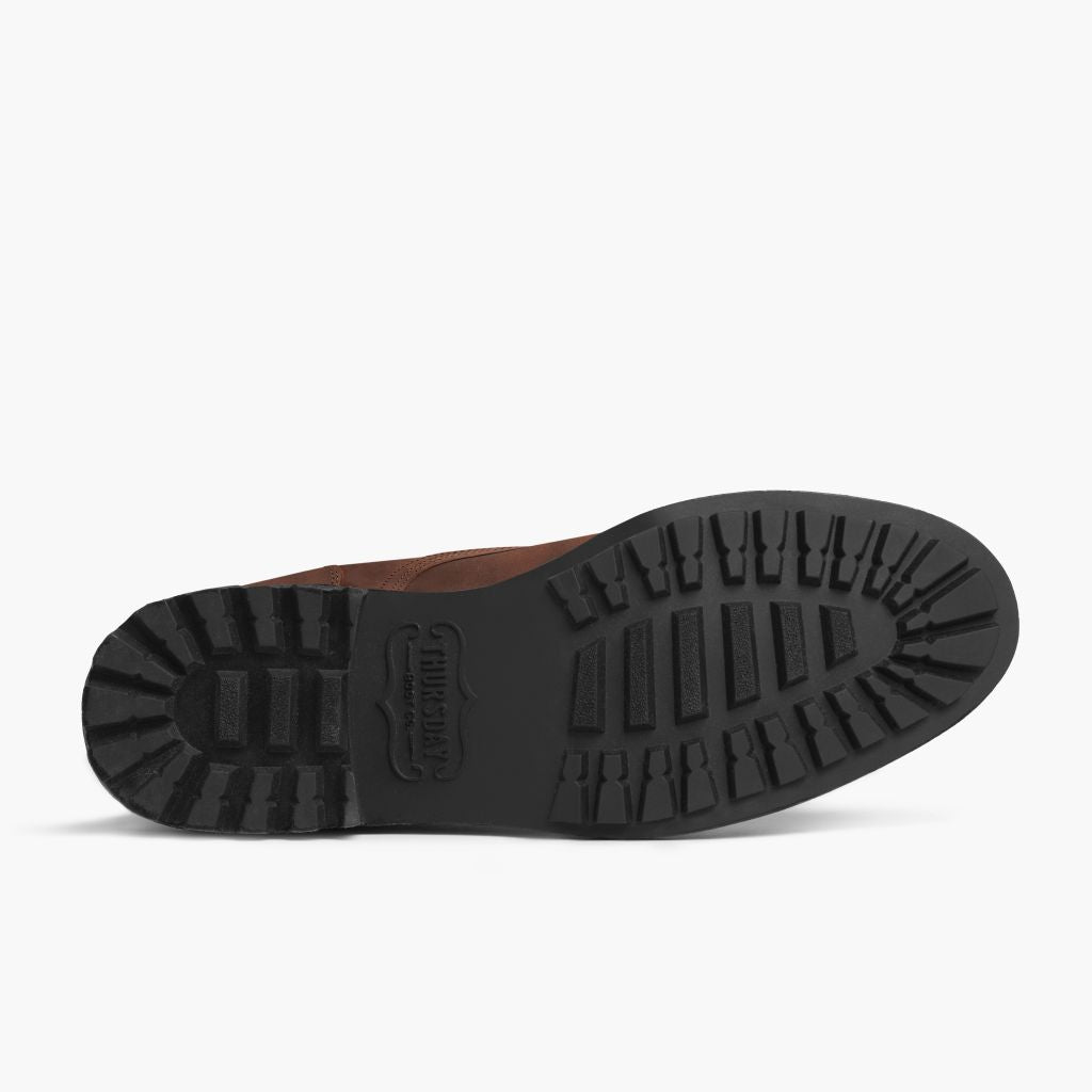 High-Traction Rubber Outsole & Lug Tread Pattern on Logger Arizona Adobe ტყავის ჩექმები მამაკაცის