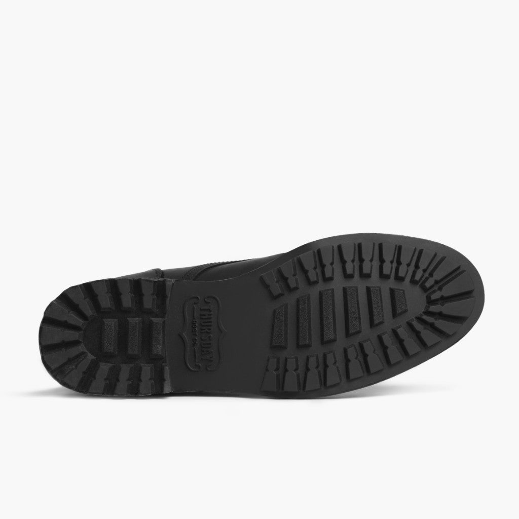 High-Traction Rubber Outsole & Lug Tread Pattern on Logger შავი Matte ტყავის ჩექმები მამაკაცის
