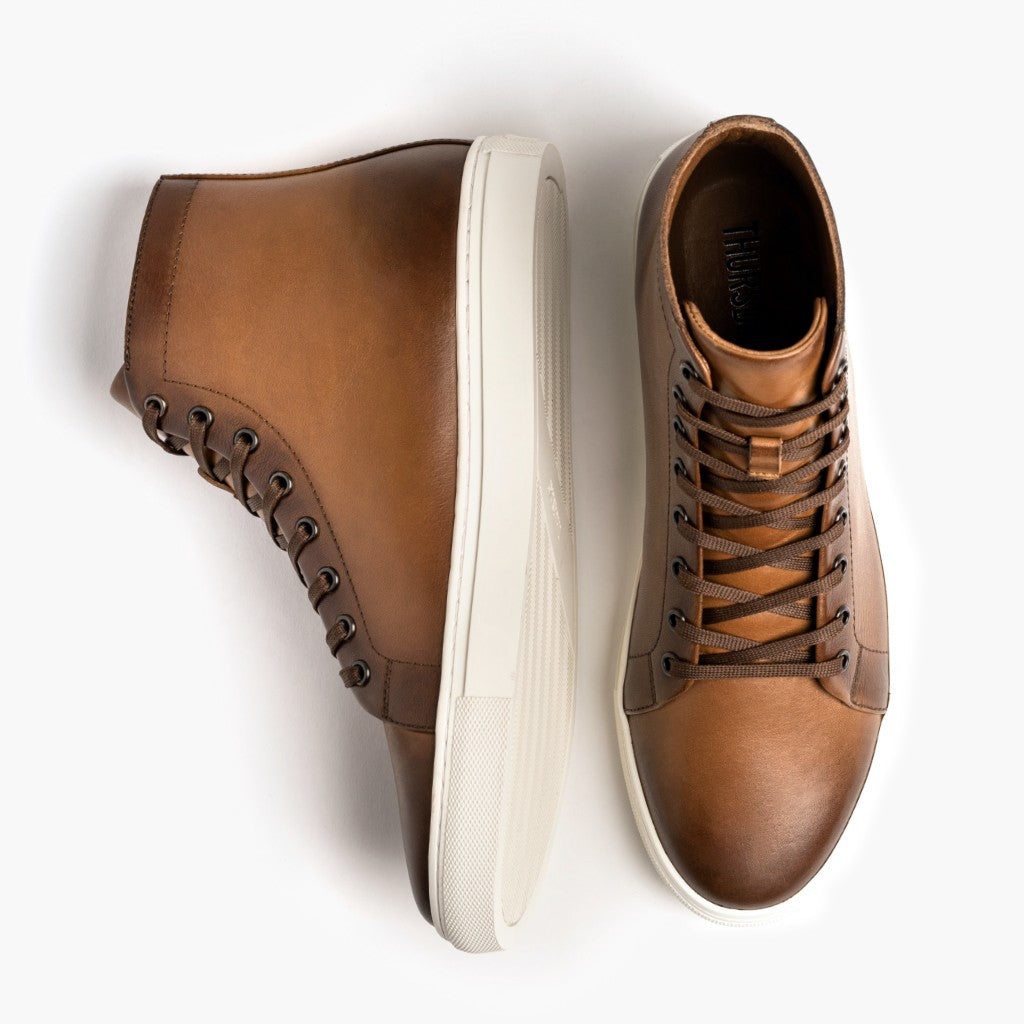 Premier High Top Toffee ტყავის კედები მამაკაცის For Men - გაძლიერებული ქუსლი და ზუსტი ორმაგი ნაკერი