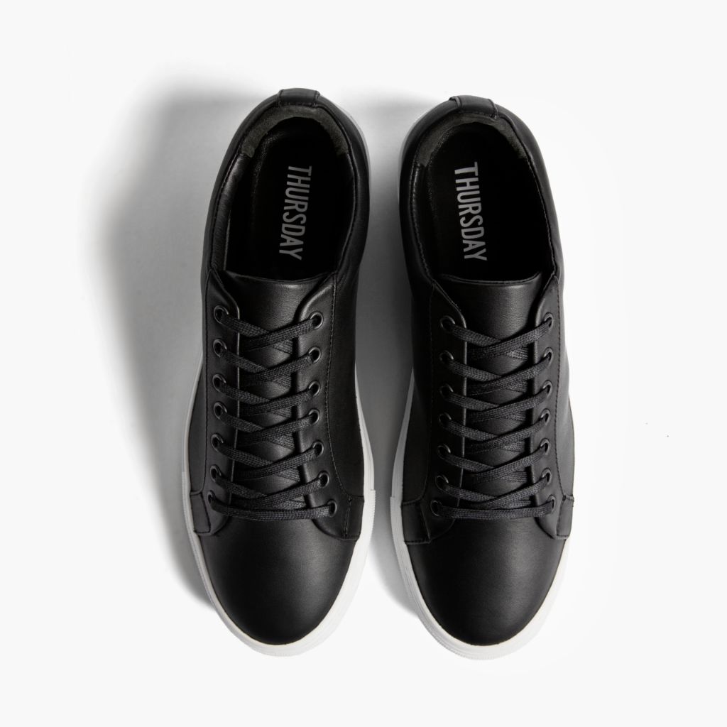 Premier Low Top შავი ტყავის კედები მამაკაცის For Men - გაძლიერებული ქუსლი და ზუსტი ორმაგი ნაკერი
