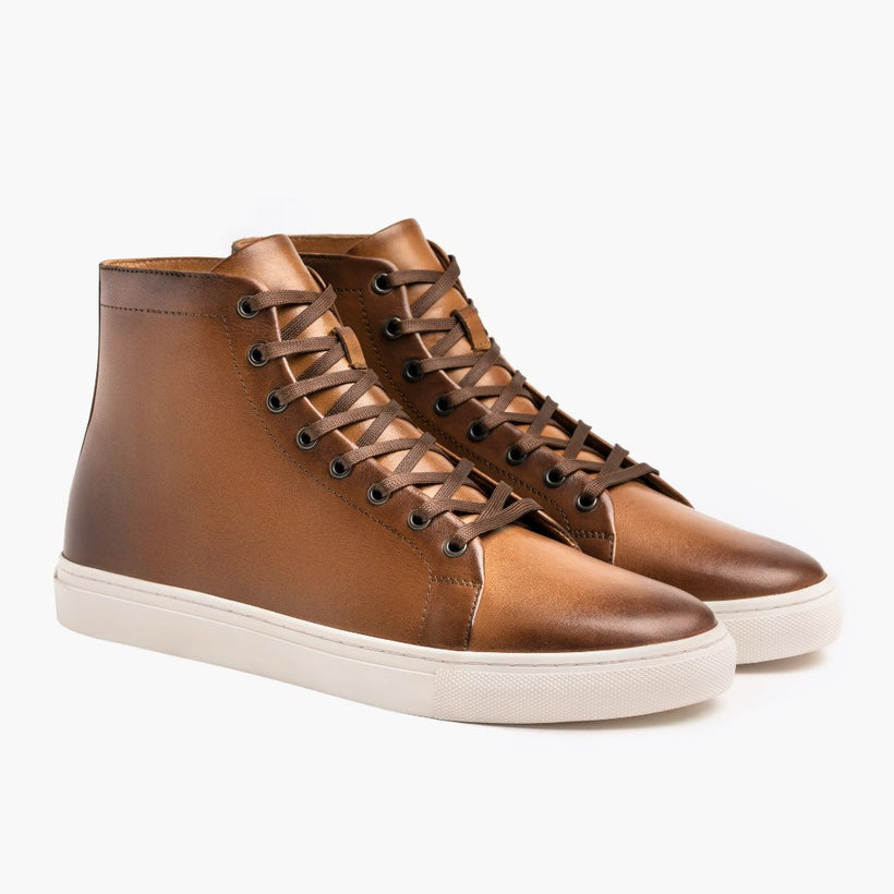 Premier High Top Toffee Leather Sneakers მამაკაცის