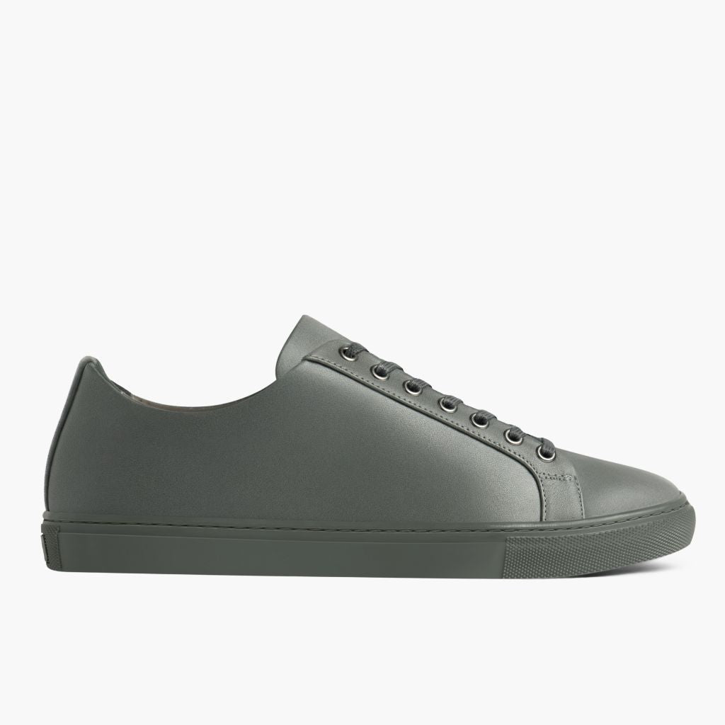 Grey Full-Grain leather Sneakers - Goodyear welt კონსტრუქცია და წინა ცხვირის დეტალი