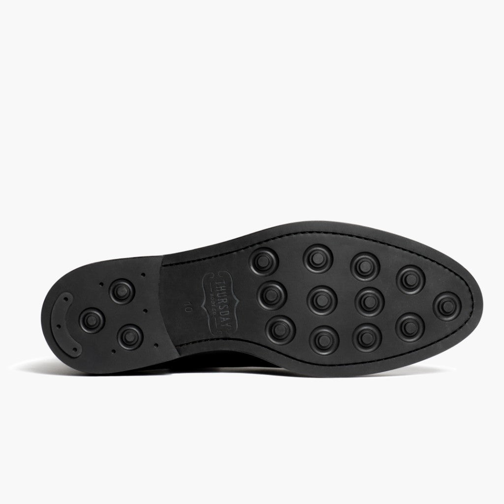 High-Traction Rubber Outsole & Lug Tread Pattern on Cadet შავი ტყავის ჩექმები მამაკაცის