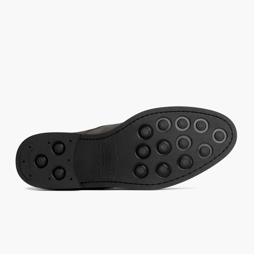 High-Traction Rubber Outsole & Lug Tread Pattern on Cadet Shadow Grey ტყავის ჩექმები მამაკაცის
