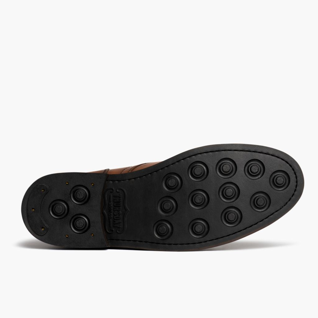 High-Traction Rubber Outsole & Lug Tread Pattern on Captain Toffee ტყავის ჩექმები მამაკაცის