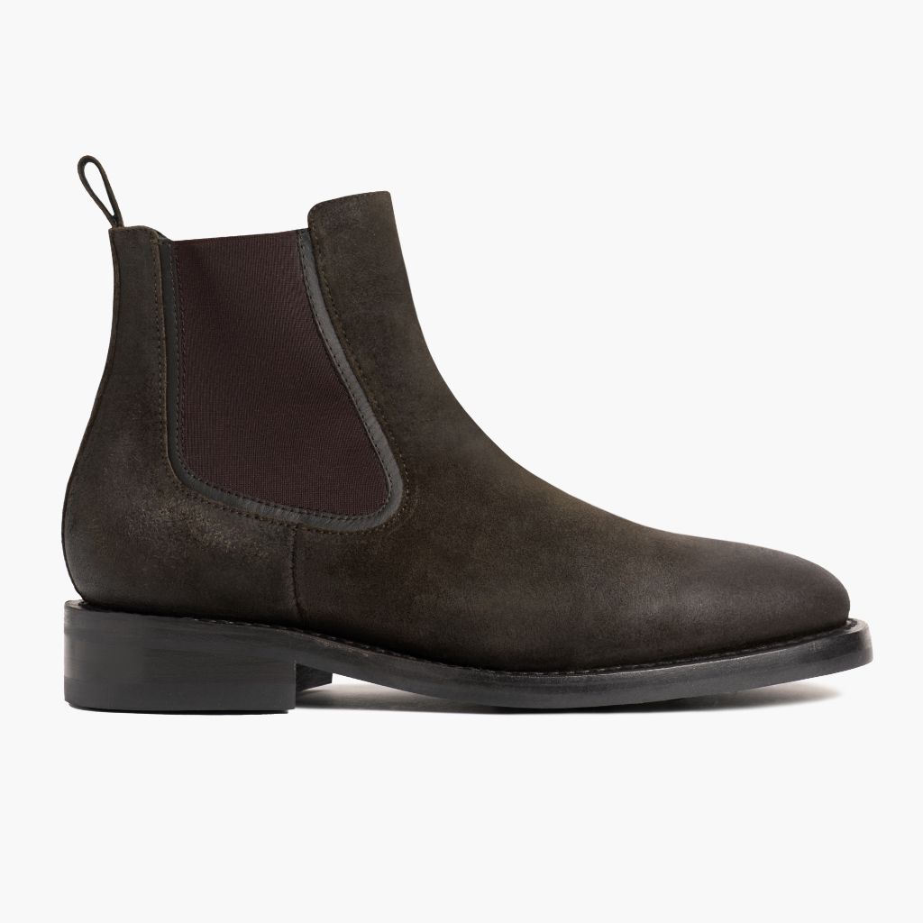 Olive Goatskin Suede Leather Boots - Goodyear welt კონსტრუქცია და წინა ცხვირის დეტალი