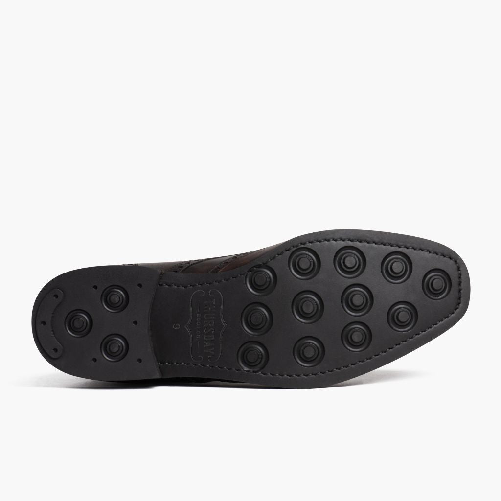 High-Traction Rubber Outsole & Lug Tread Pattern on Wingtip Dark Oak ტყავის ჩექმები მამაკაცის For Men