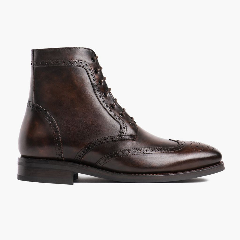 Wingtip Dark Oak ტყავის ჩექმები მამაკაცის