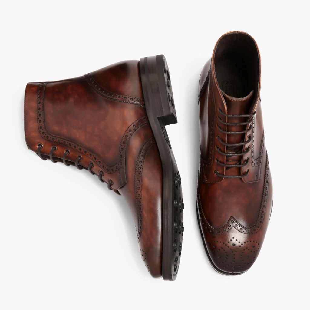 Wingtip Color #77 ტყავის ჩექმები მამაკაცის For Men - გაძლიერებული ქუსლი და ზუსტი ორმაგი ნაკერი
