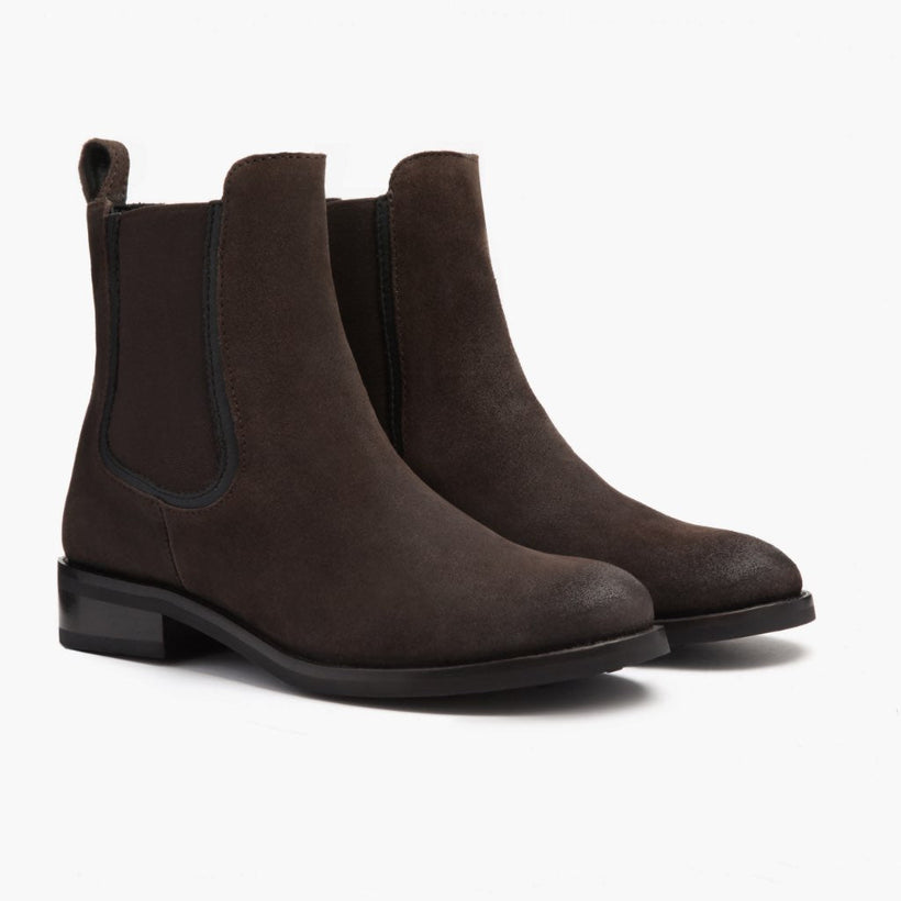 Duchess Dark ყავისფერი Suede Leather Boots ქალის