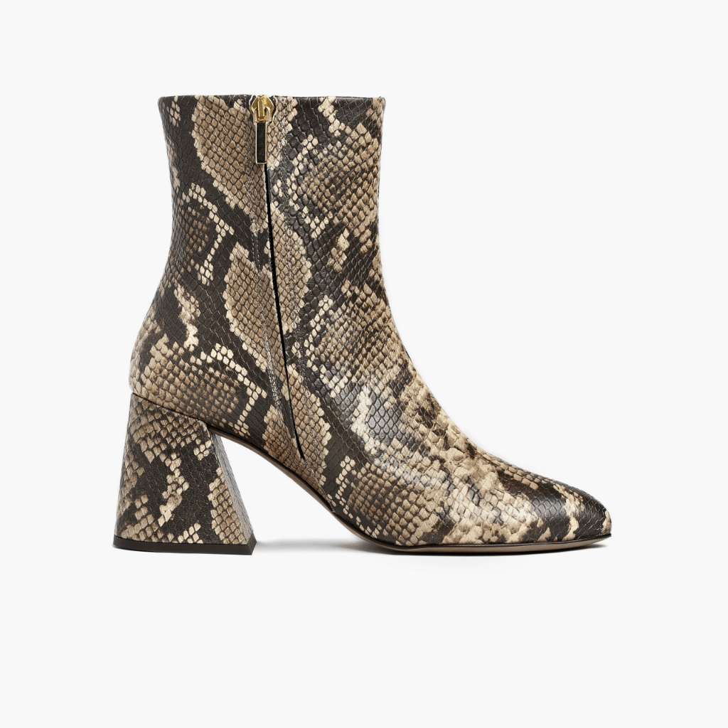 Heartbreaker Snake Print ტყავის ჩექმები ქალის - გაძლიერებული ქუსლი და ზუსტი ორმაგი ნაკერი