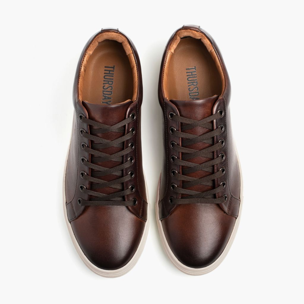 Premier Low Top Coffee ტყავის კედები მამაკაცის For Men - გაძლიერებული ქუსლი და ზუსტი ორმაგი ნაკერი