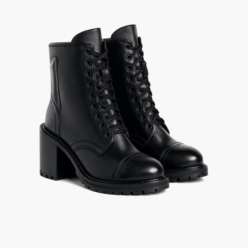 Black Full-Grain leather Boots - Goodyear welt კონსტრუქცია და წინა ცხვირის დეტალი