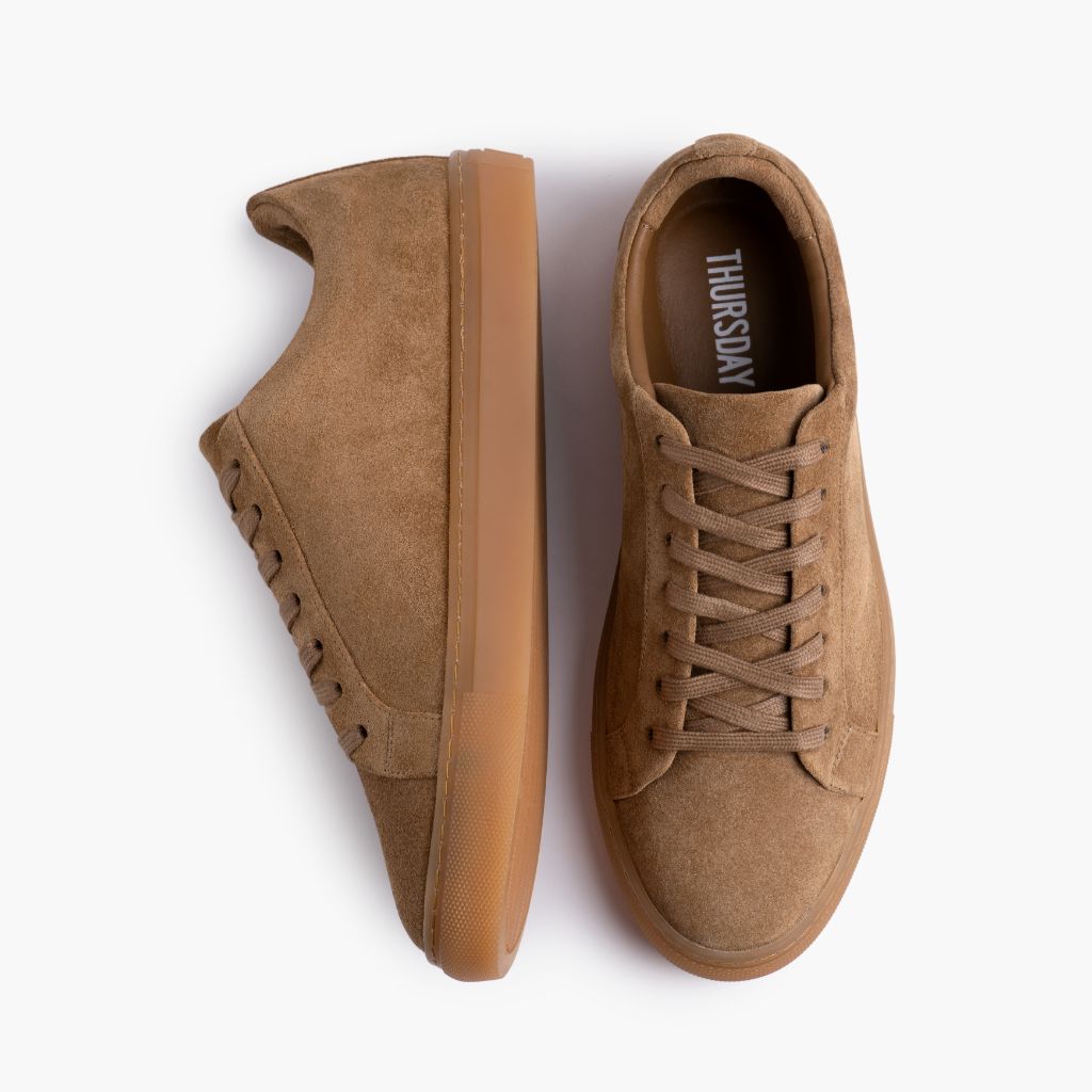 Premier Low Top Camel ტყავის კედები ქალის - გაძლიერებული ქუსლი და ზუსტი ორმაგი ნაკერი